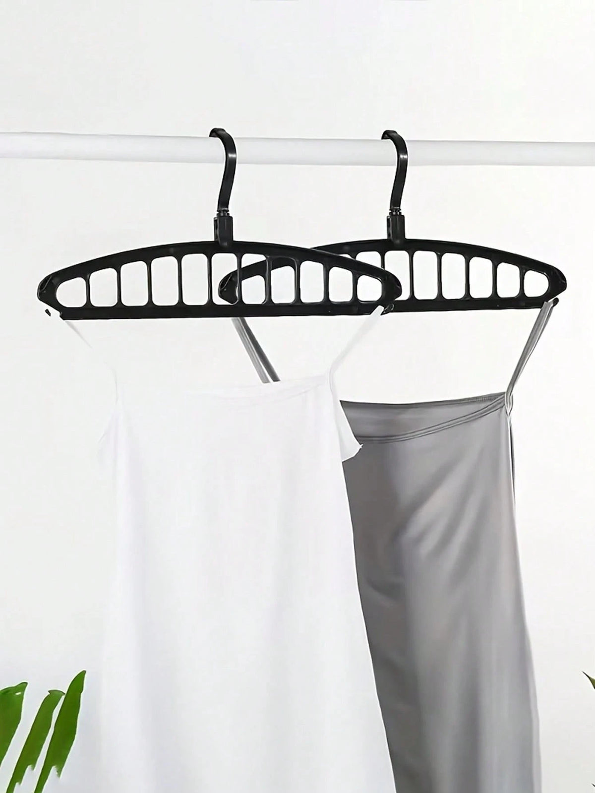 11-Hole Magic Folding Hanger Storage Rack, Multi-Functional Non-Slip Plastic Portable Wall-Mounted Closet System, 3.2 Cubic Feet Enclosed Storage Capacity- Lightweight (2pcs)