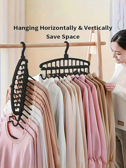 11-Hole Magic Folding Hanger Storage Rack, Multi-Functional Non-Slip Plastic Portable Wall-Mounted Closet System, 3.2 Cubic Feet Enclosed Storage Capacity- Lightweight (2pcs)
