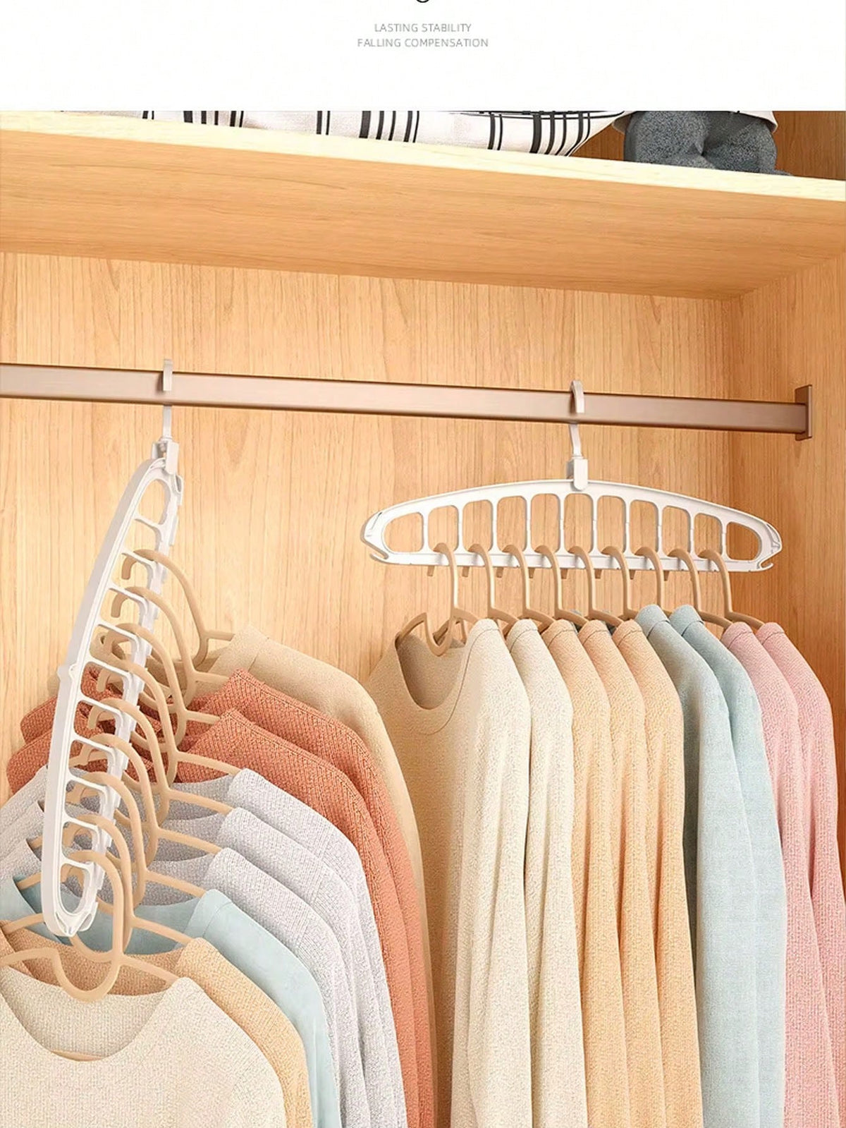 11-Hole Magic Folding Hanger Storage Rack, Multi-Functional Non-Slip Plastic Portable Wall-Mounted Closet System, 3.2 Cubic Feet Enclosed Storage Capacity- Lightweight (2pcs)