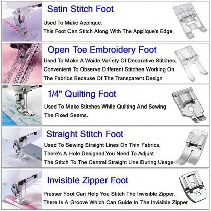 11 PCS Sewing Machine Presser Foot Set For Singer Brother Babylock Janome Low Shank Sewing Machine Accessories ﻿