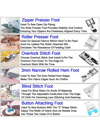 11 PCS Sewing Machine Presser Foot Set For Singer Brother Babylock Janome Low Shank Sewing Machine Accessories ﻿