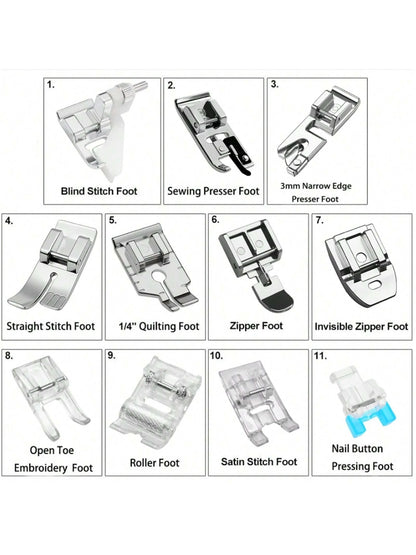 11 PCS Sewing Machine Presser Foot Set For Singer Brother Babylock Janome Low Shank Sewing Machine Accessories ﻿