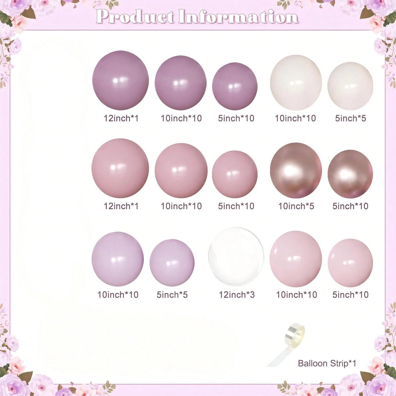 111 Pcs Of Dusty Purple Balloon Garland Arch Kit, Light Pink Sand White Balloons, Boys And Girls, Children's Birthdays, Baby Showers, Wedding Parties