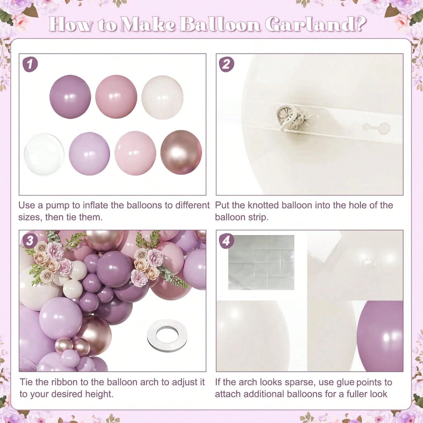 111 Pcs Of Dusty Purple Balloon Garland Arch Kit, Light Pink Sand White Balloons, Boys And Girls, Children's Birthdays, Baby Showers, Wedding Parties