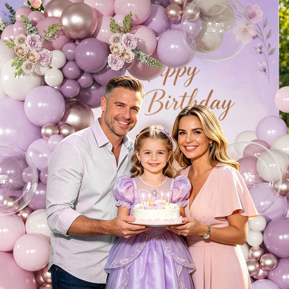 111 Pcs Of Dusty Purple Balloon Garland Arch Kit, Light Pink Sand White Balloons, Boys And Girls, Children's Birthdays, Baby Showers, Wedding Parties