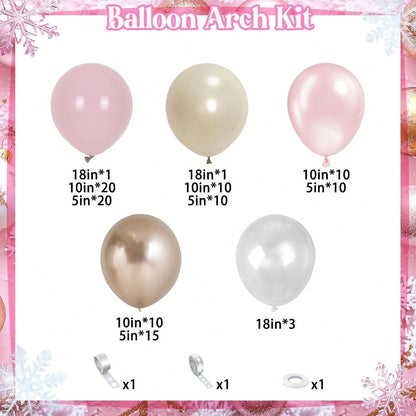113pcs Pink Balloon Garland Arch Kit, Pearl Pink White And Gold Balloon Large Clear Balloons For Birthday Babyshower Bridal Shower Wedding Party Decorations