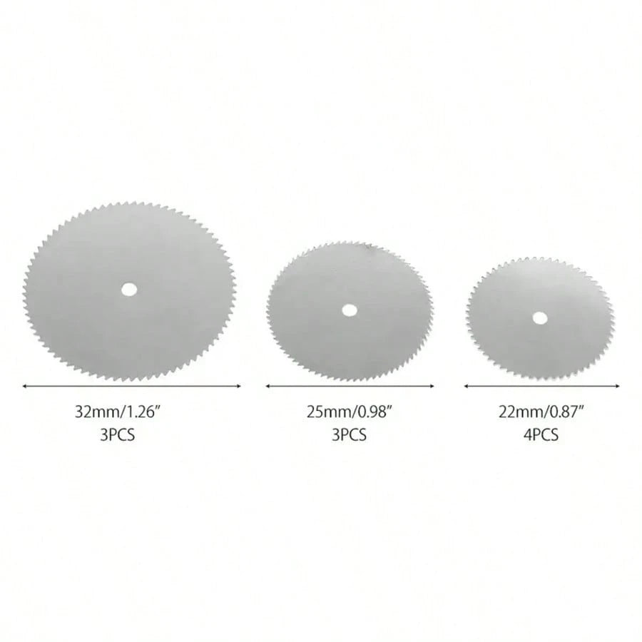 11pcs High Speed Steel Circular Saw Blade Set, Mini Wood Cutting Circular Discs, 10pcs Blades + 1 Shaft