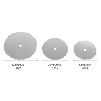 11pcs High Speed Steel Circular Saw Blade Set, Mini Wood Cutting Circular Discs, 10pcs Blades + 1 Shaft
