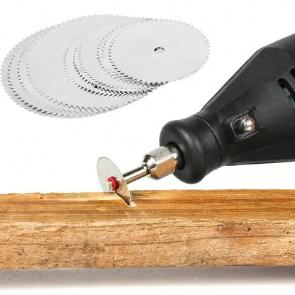 11pcs High Speed Steel Circular Saw Blade Set, Mini Wood Cutting Circular Discs, 10pcs Blades + 1 Shaft