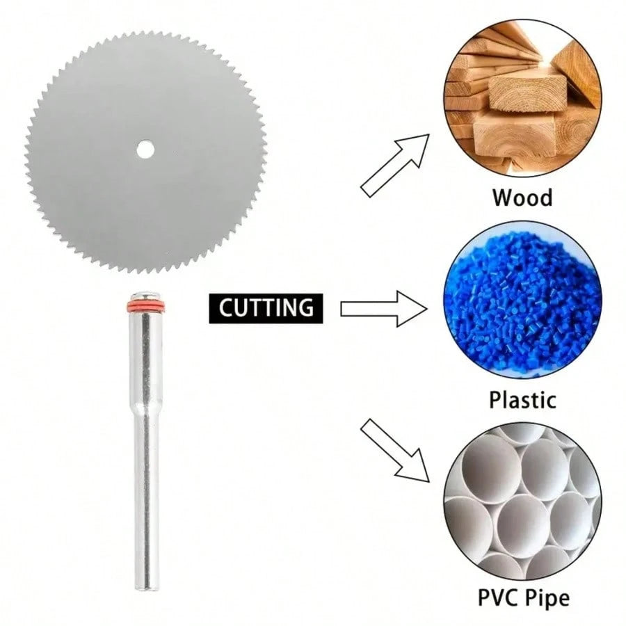 11pcs High Speed Steel Circular Saw Blade Set, Mini Wood Cutting Circular Discs, 10pcs Blades + 1 Shaft