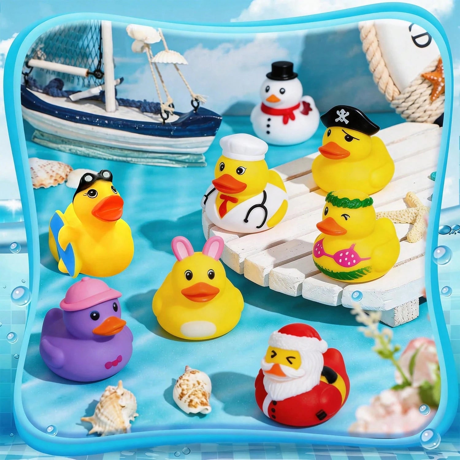 12/24/30pcs Multi-Style Small Gift Duck Figurines, Event Party Supplies, Suitable For New Year, Summer, Graduation Season, Holiday Party Gift Bag Fillers, Summer Beach, Cruise, Car Decoration