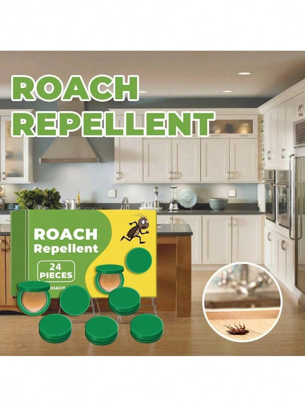 12/24 Pack Indoor/Outdoor Cockroach Abatement Traps- Quick Catch Bait Stations For Small & Large Cockroaches, Effective Cockroach Repellent