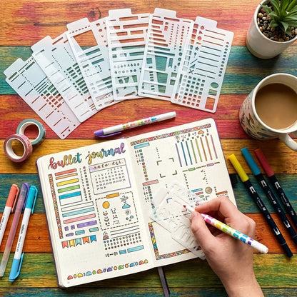 12 Flexible Drawing Templates, Reusable Grid Templates, Perfect For Notebooks, Creative Notes, List Making, Daily Planners, Calendars And Binder Refills. Essential Tool For Handwritten Notes.