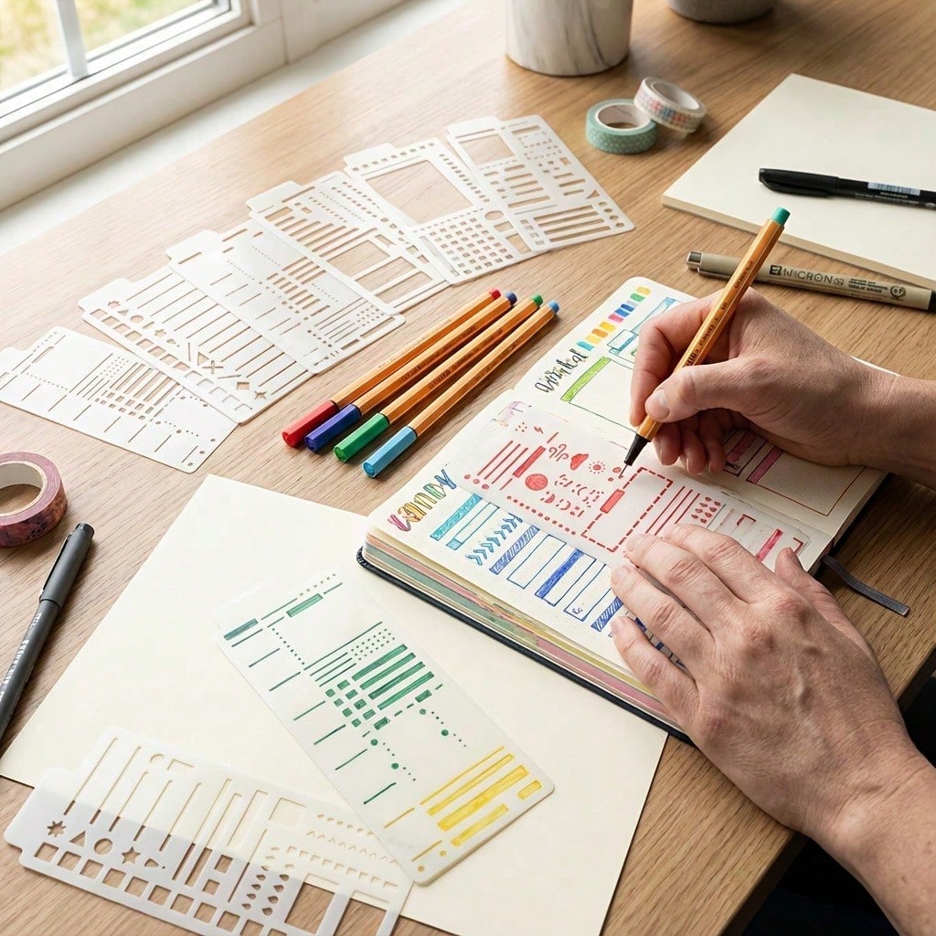 12 Flexible Drawing Templates, Reusable Grid Templates, Perfect For Notebooks, Creative Notes, List Making, Daily Planners, Calendars And Binder Refills. Essential Tool For Handwritten Notes.