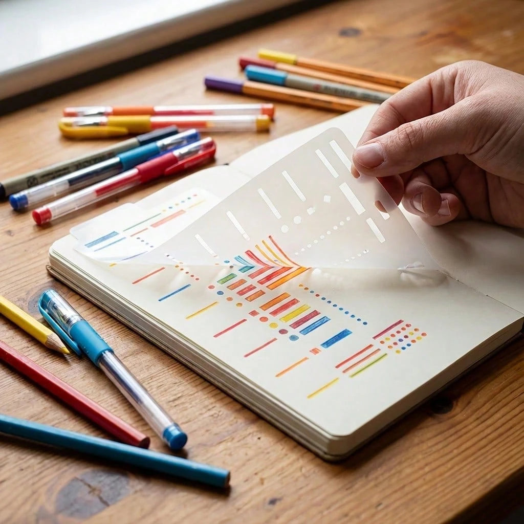 12 Flexible Drawing Templates, Reusable Grid Templates, Perfect For Notebooks, Creative Notes, List Making, Daily Planners, Calendars And Binder Refills. Essential Tool For Handwritten Notes.