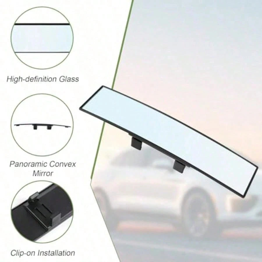12-Inch Universal Wide Angle Rear View Mirror Accessories, Convex Panoramic Clip-On Rearview Mirror Suitable For Cars, SUVs, Trucks And Other Vehicles