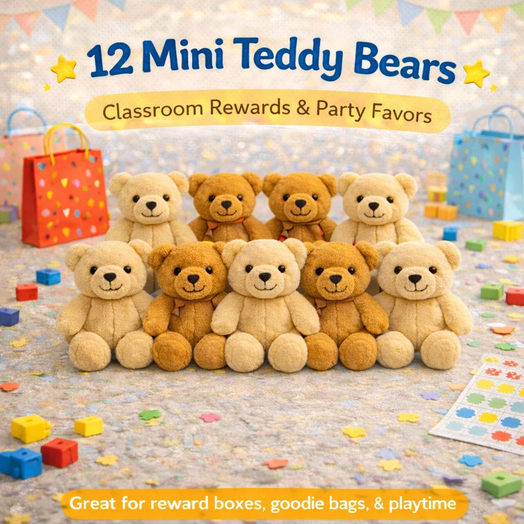 12 Mini Teddy Bear Set – Soft Plush Bears, Perfect As Birthday Gifts, Mother's Day Gifts, Crafts, Keychains, And Gift Box Stuffing.