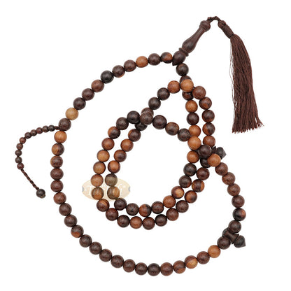 12 mm 99 beads Natural Tamarind wood with counter brown tassel