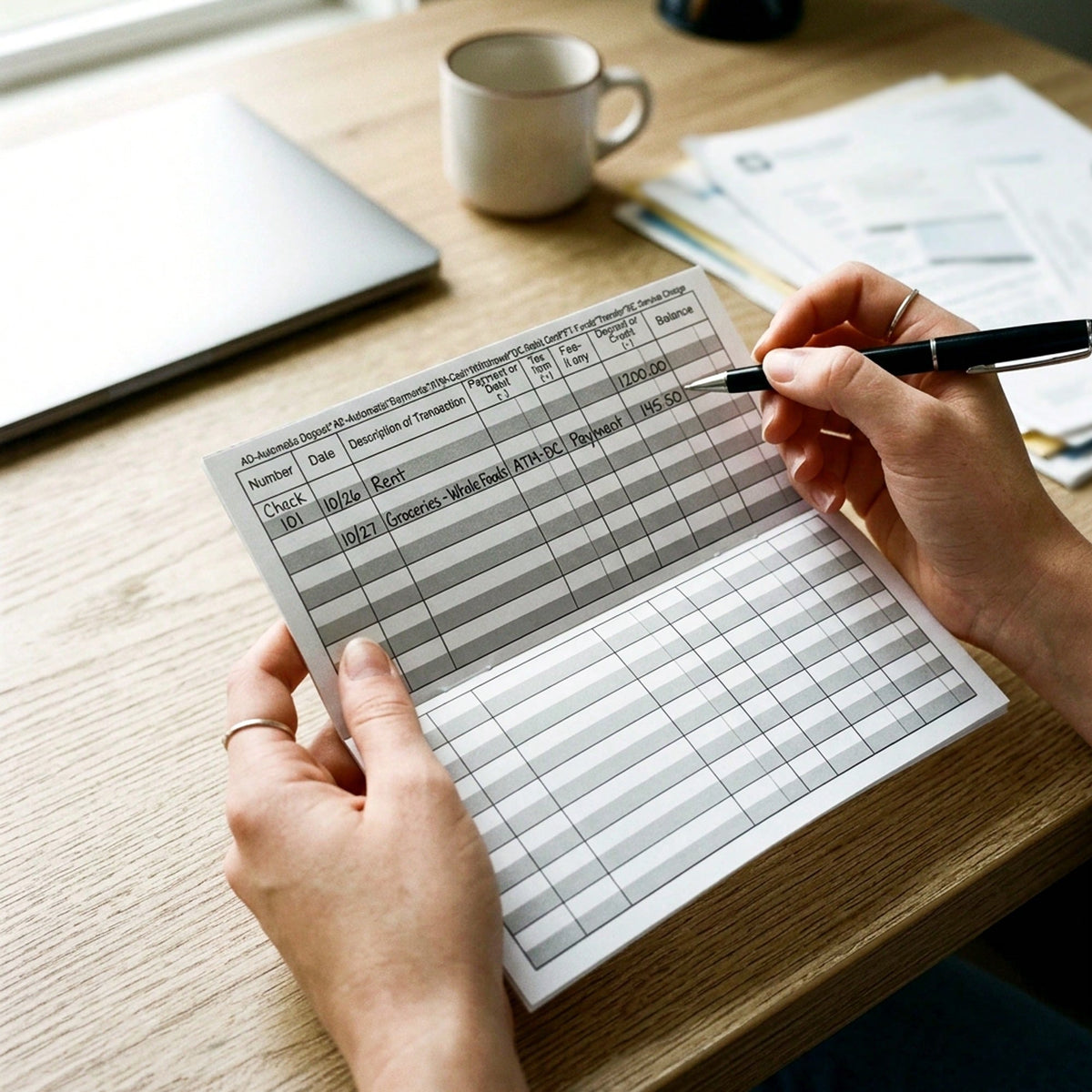 12 Pack Check Register Book, 6x3Inch Large Print Transaction Register Ledger, 8 Sheets Each With Wide Lines For Easy Writing, Bank Account Balance Tracker For Checks, Savings, Deposits & Credit Cards