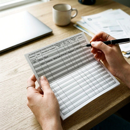 12 Pack Check Register Book, 6x3Inch Large Print Transaction Register Ledger, 8 Sheets Each With Wide Lines For Easy Writing, Bank Account Balance Tracker For Checks, Savings, Deposits & Credit Cards