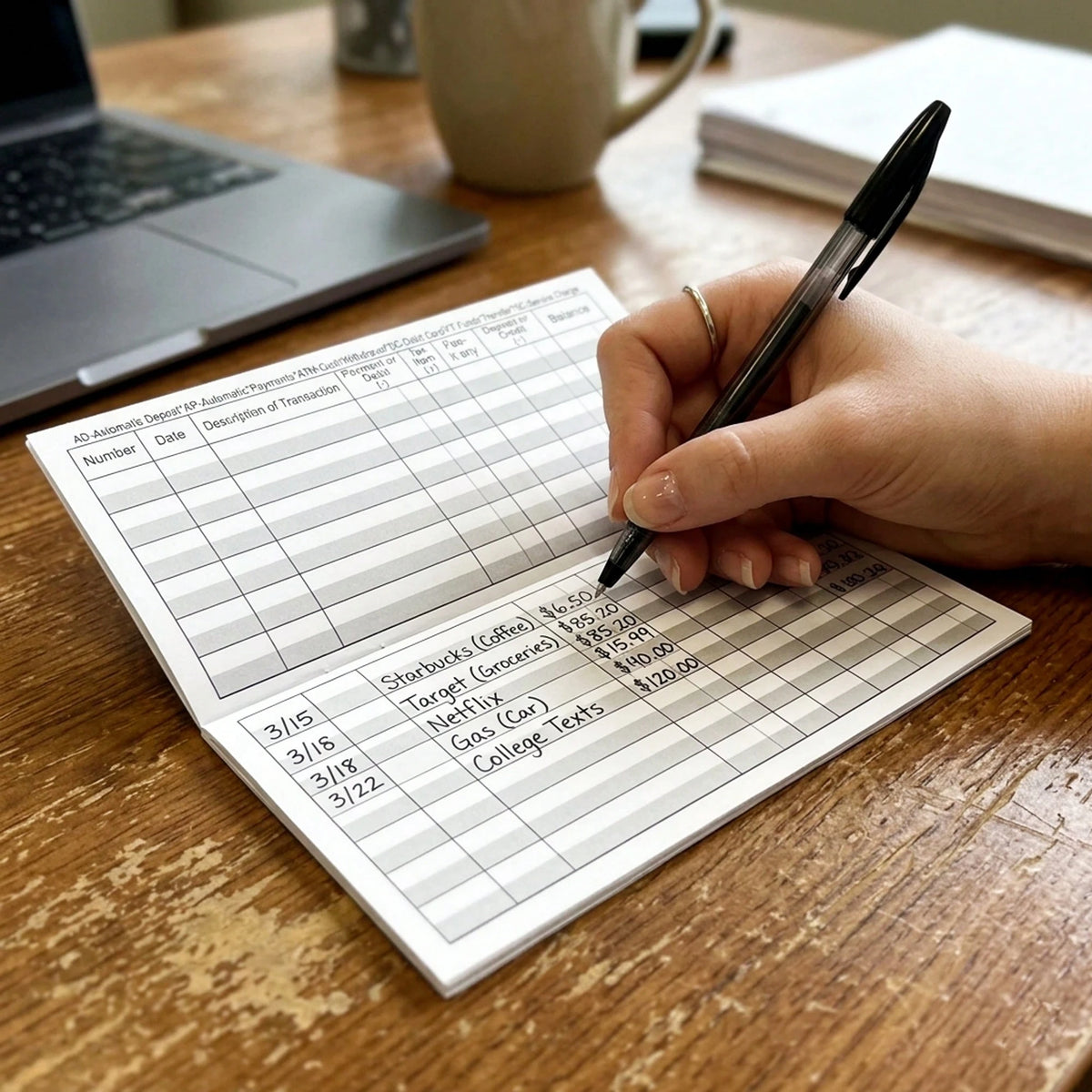 12 Pack Check Register Book, 6x3Inch Large Print Transaction Register Ledger, 8 Sheets Each With Wide Lines For Easy Writing, Bank Account Balance Tracker For Checks, Savings, Deposits & Credit Cards