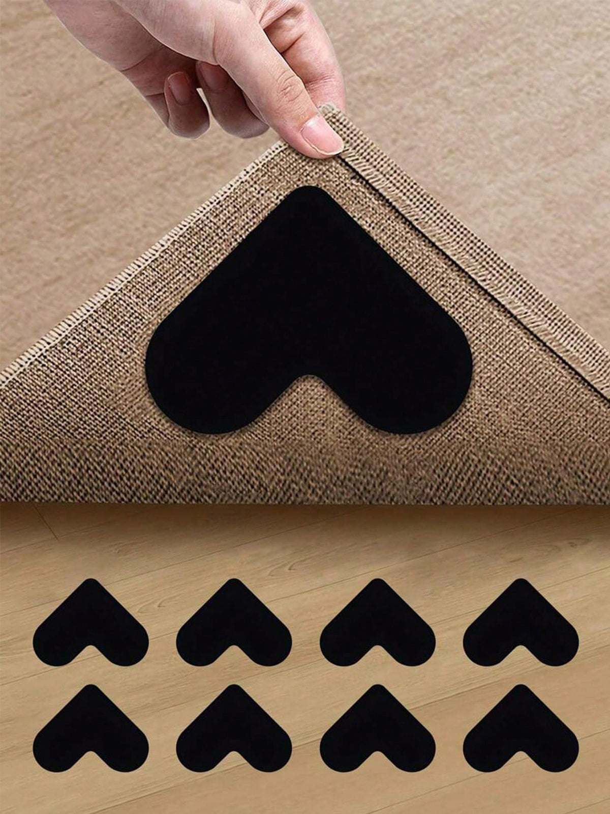12 Pieces Of Carpet Tape, PU Washable Anti Slip And Reusable Carpet Anti Slip Pad