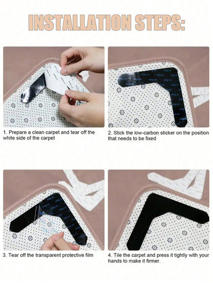 12 Pieces Of Carpet Tape, PU Washable Anti Slip And Reusable Carpet Anti Slip Pad