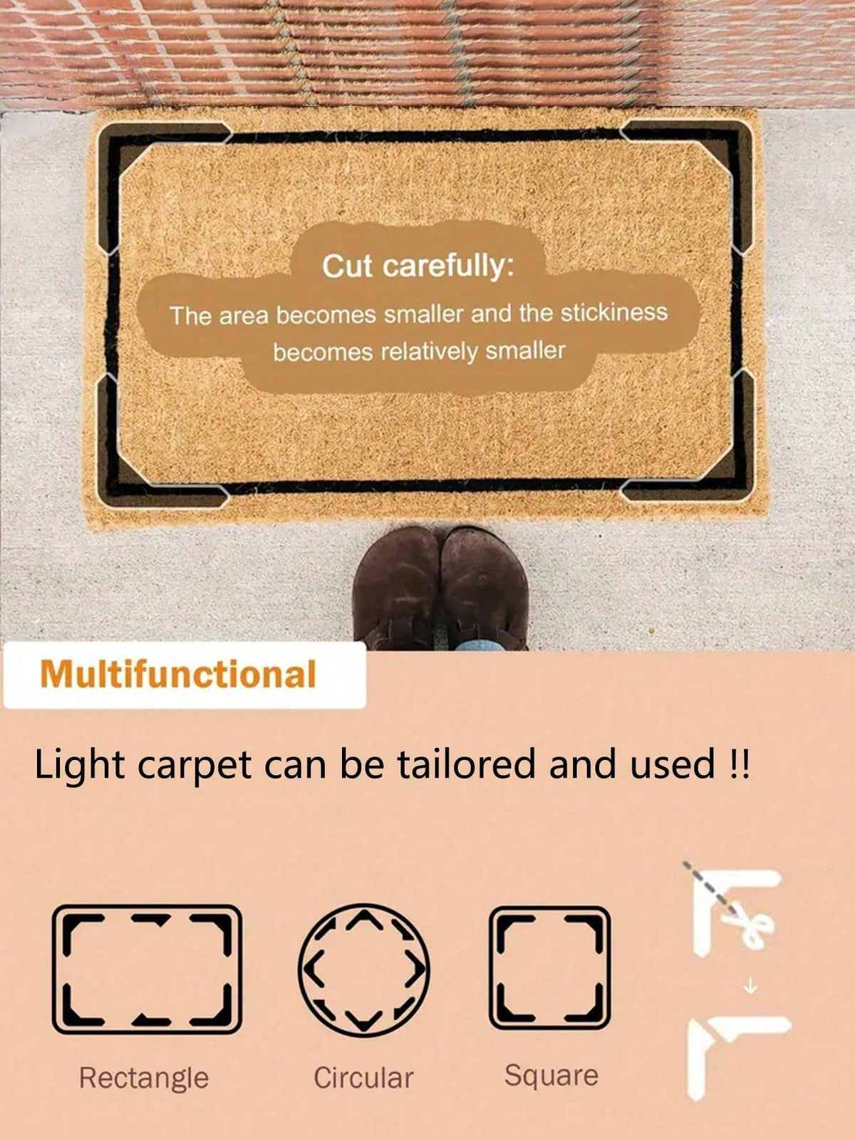 12 Pieces Of Carpet Tape, PU Washable Anti Slip And Reusable Carpet Anti Slip Pad
