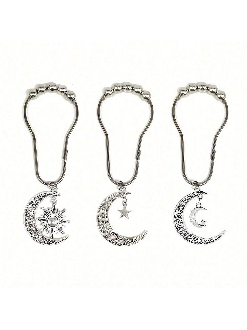12 Star Moon Sun Shower Curtain Hooks- Curtain Shower Curtain Decorative Metal Hooks Happy Spring Fall Decor Bathroom Accessories Back To School Bathroom Decor
