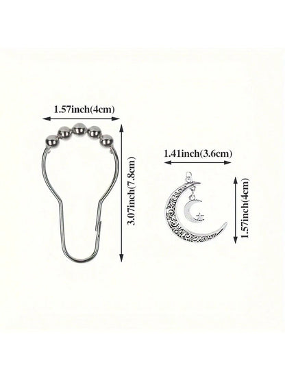 12 Star Moon Sun Shower Curtain Hooks- Curtain Shower Curtain Decorative Metal Hooks Happy Spring Fall Decor Bathroom Accessories Back To School Bathroom Decor