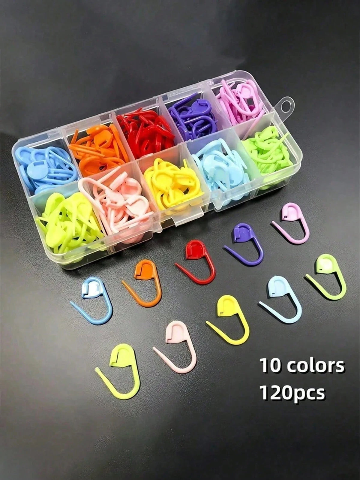 120pcs/Box Crochet Hook Marker Clips With Storage Box, Suitable For Knitting, Crochet And Handmade Craft Sewing Tools (10 Colors Randomly Shipped)