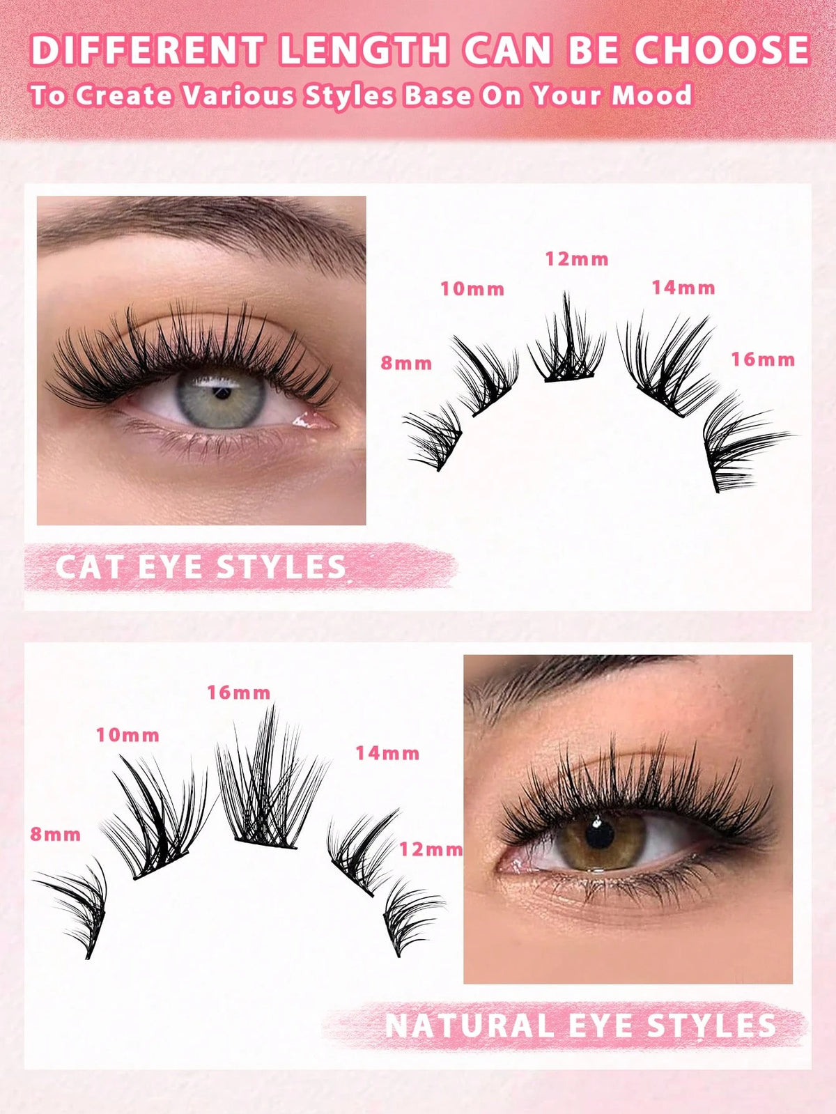 120pcs C-Curl Cluster False Eyelashes, DIY Segmented Individual Lashes, Pointed Tip Individual Lashes, Eyelash Clusters, False Eyelashes
