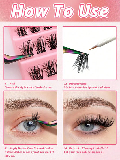 120pcs C-Curl Cluster False Eyelashes, DIY Segmented Individual Lashes, Pointed Tip Individual Lashes, Eyelash Clusters, False Eyelashes