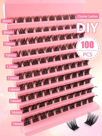120pcs C-Curl Cluster False Eyelashes, DIY Segmented Individual Lashes, Pointed Tip Individual Lashes, Eyelash Clusters, False Eyelashes