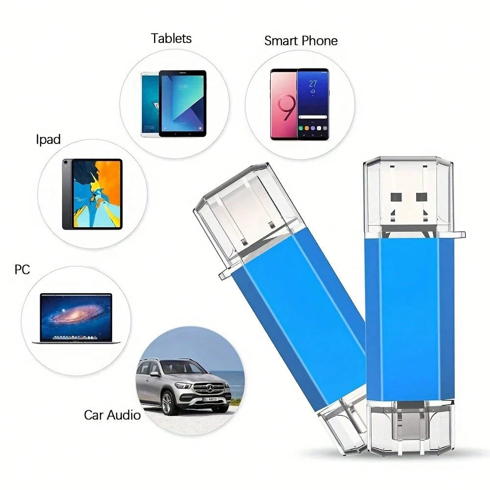 [128GB High Speed U Disk] 2pcs High Speed 128GB/ 64GB/ 32GB/ 16GB USB 2.0 Type C U Disk OTG Pen Drive| 100% Capacity New 1 Memory Stick 2 Pairs Of Memory Sticks| Compatible With Computer Smartphones