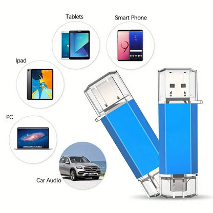 [128GB High Speed U Disk] 2pcs High Speed 128GB/ 64GB/ 32GB/ 16GB USB 2.0 Type C U Disk OTG Pen Drive| 100% Capacity New 1 Memory Stick 2 Pairs Of Memory Sticks| Compatible With Computer Smartphones