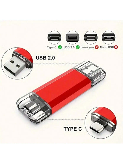[128GB High Speed U Disk] 2pcs High Speed 128GB/ 64GB/ 32GB/ 16GB USB 2.0 Type C U Disk OTG Pen Drive| 100% Capacity New 1 Memory Stick 2 Pairs Of Memory Sticks| Compatible With Computer Smartphones