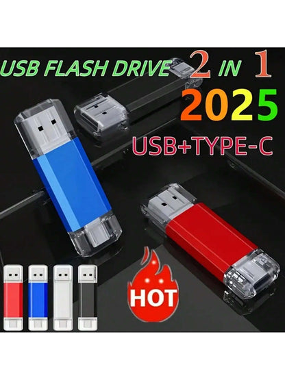 [128GB High Speed U Disk] 2pcs High Speed 128GB/ 64GB/ 32GB/ 16GB USB 2.0 Type C U Disk OTG Pen Drive| 100% Capacity New 1 Memory Stick 2 Pairs Of Memory Sticks| Compatible With Computer Smartphones
