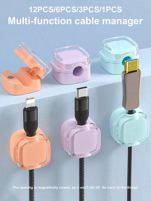12pcs/6pcs/1pc/3pcs Magnetic Cable Clips, Magnetic Desktop Cable Clips, Slot-In Cable Clips- Cable Organizer, Cable Management, Cable Organizer Clips, Cable Holder, Desktop Cable Organizer, Charging