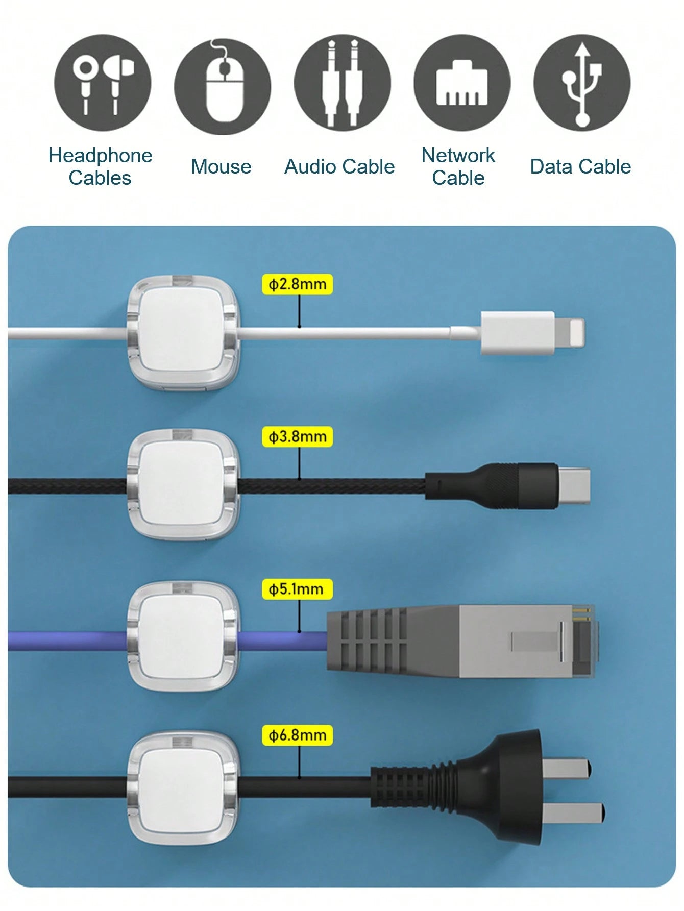 12pcs/6pcs/1pc/3pcs Magnetic Cable Clips, Magnetic Desktop Cable Clips, Slot-In Cable Clips- Cable Organizer, Cable Management, Cable Organizer Clips, Cable Holder, Desktop Cable Organizer, Charging