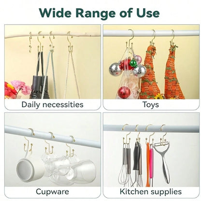 12pcs Double Hook Shower Curtain Rings, Mountain-Shaped Design, Multi-Functional Metal Shower Curtain Hooks For Home