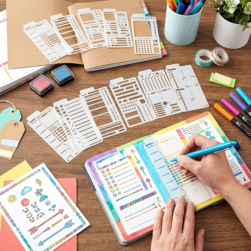 12pcs Flexible Drawing Templates- Reusable Grid Dot Matrix Templates, Suitable For Bullet Journals, Creative Memo Templates, Lists, Daily Planners, Calendars, And Binders; Essential For Hand Letterin