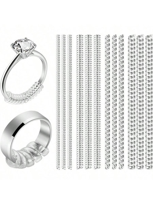 12pcs Ring Adjuster Sizers In 4 Sizes, Invisible Snug Fit Ring Guards For Men & Women, Spiral Silicone Tightening Clips Set