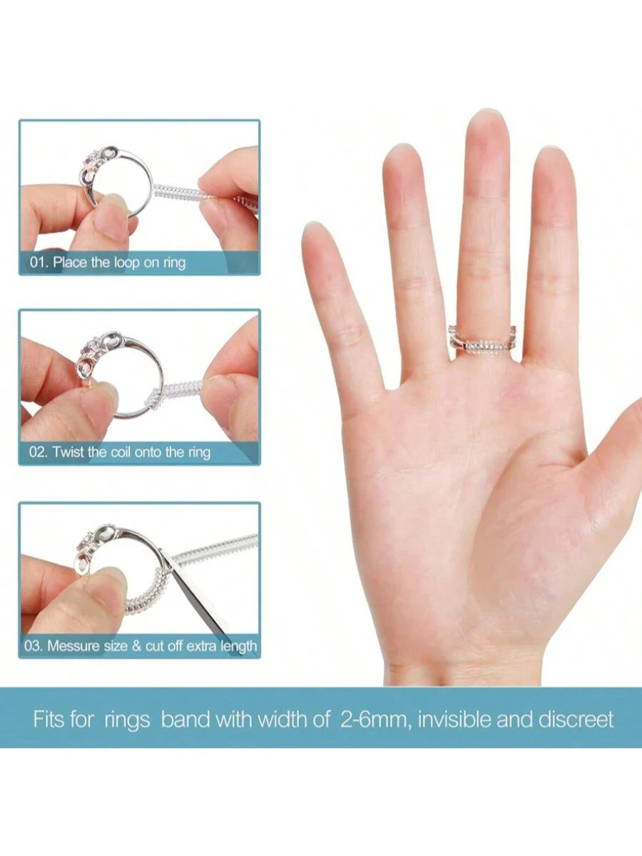 12pcs Ring Adjuster Sizers In 4 Sizes, Invisible Snug Fit Ring Guards For Men & Women, Spiral Silicone Tightening Clips Set
