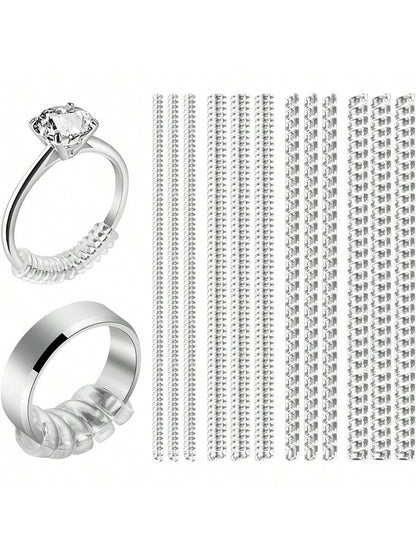 12pcs Ring Adjuster Sizers In 4 Sizes, Invisible Snug Fit Ring Guards For Men & Women, Spiral Silicone Tightening Clips Set