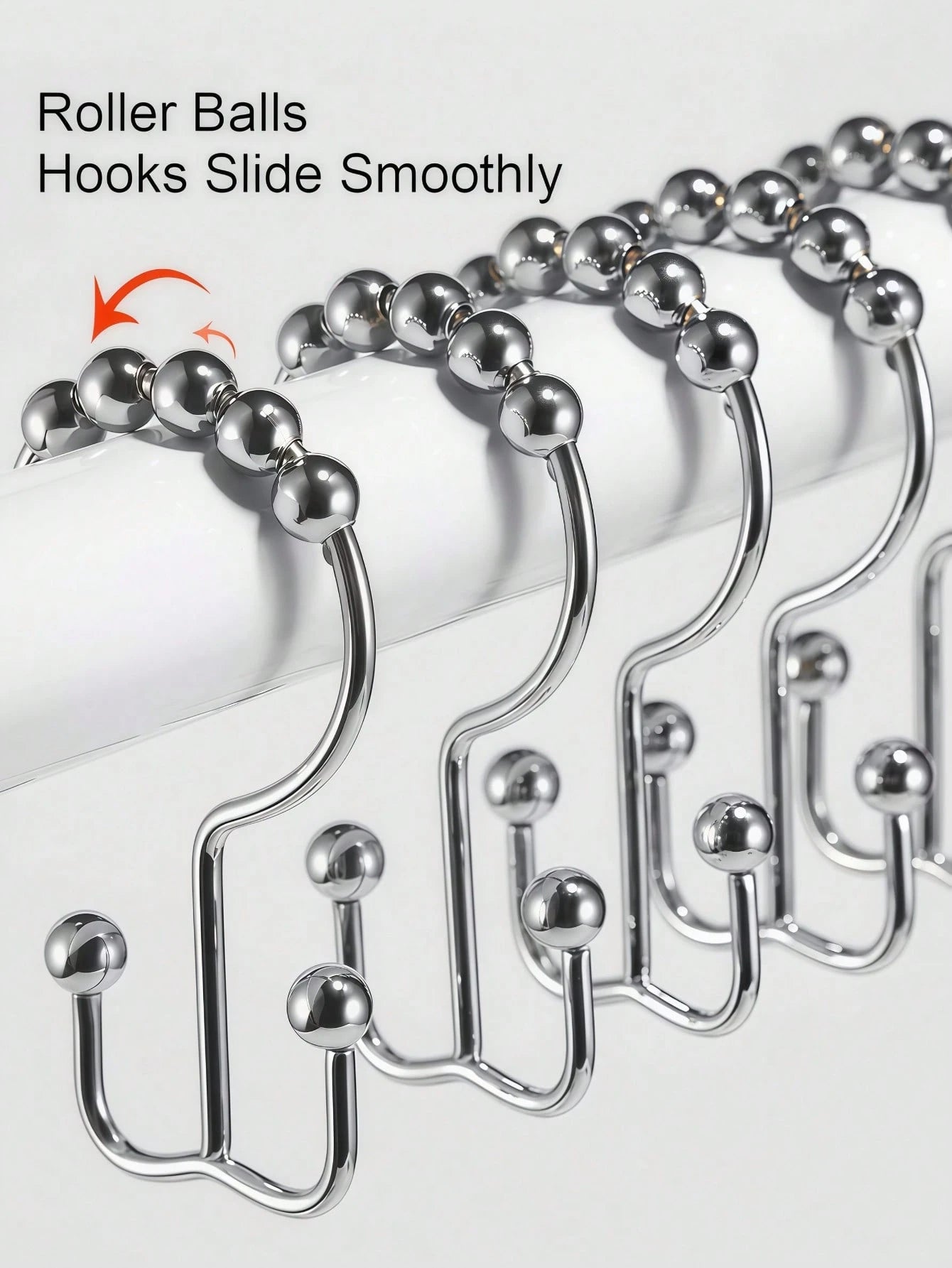 12PCS Shower Curtain Hooks – Rust-Resistant Metal Double-Glide Hooks For Bathroom Shower Rods & Curtains