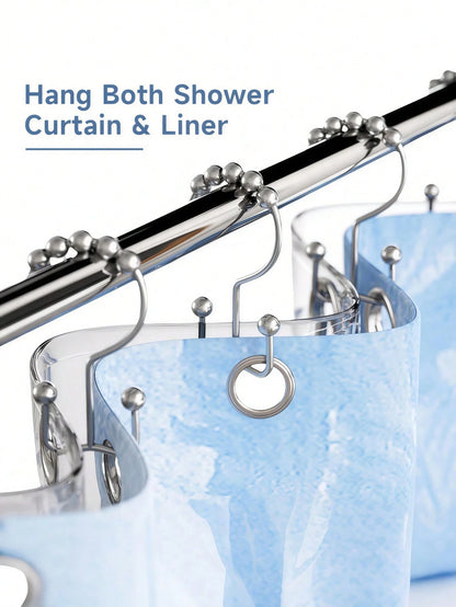 12PCS Shower Curtain Hooks – Rust-Resistant Metal Double-Glide Hooks For Bathroom Shower Rods & Curtains