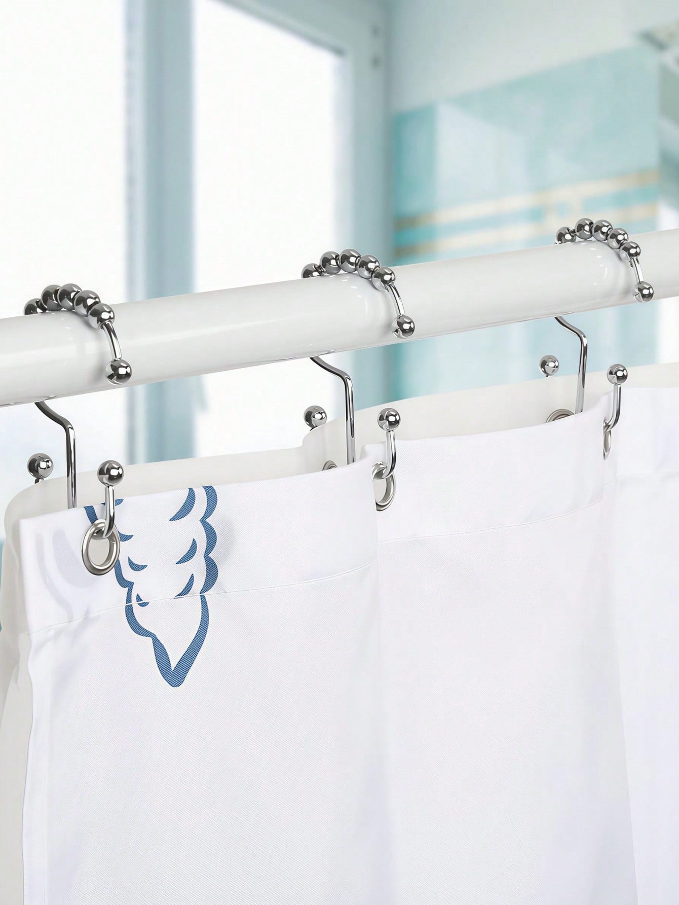 12PCS Shower Curtain Hooks – Rust-Resistant Metal Double-Glide Hooks For Bathroom Shower Rods & Curtains