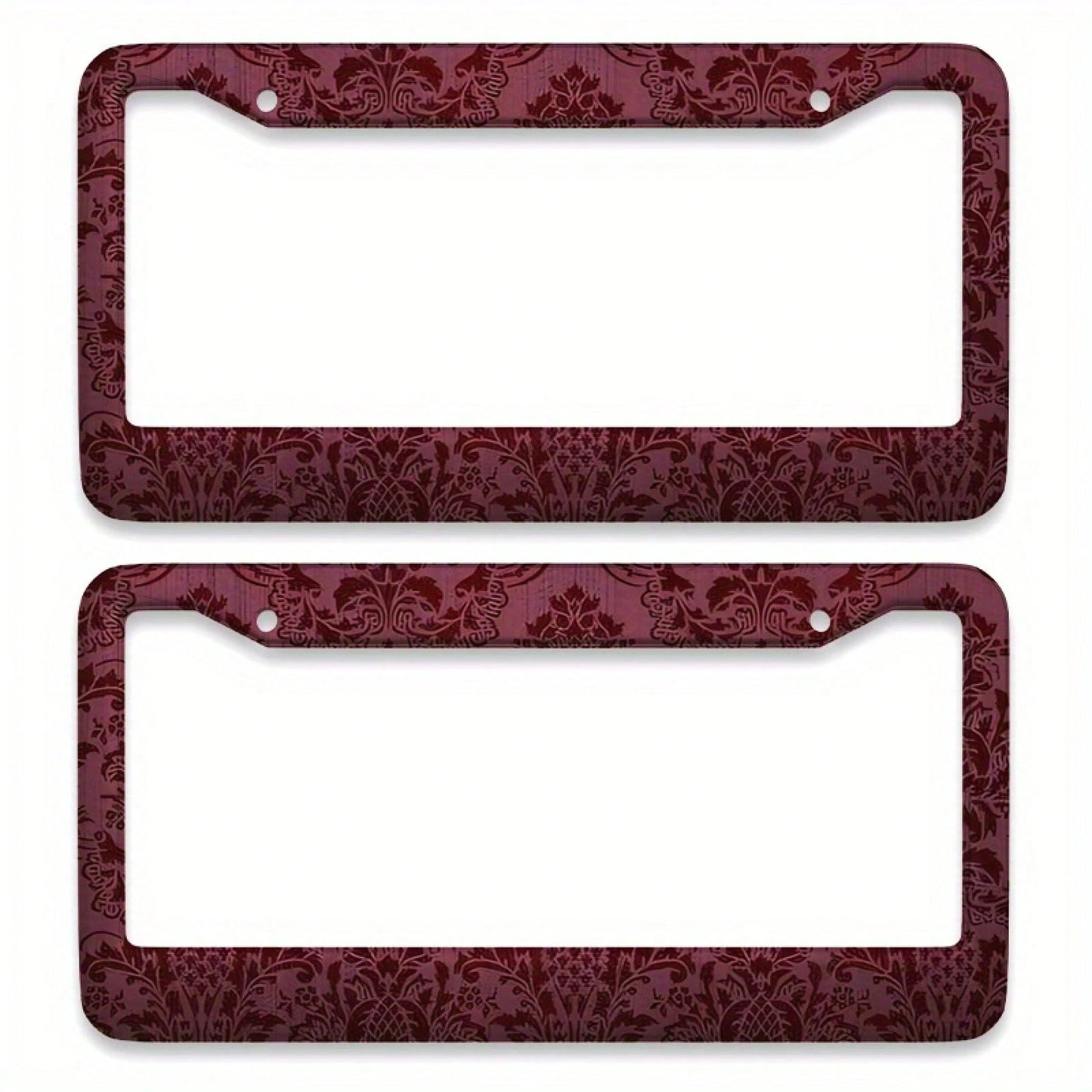 12x6inch Metal License Plate Frame- Burgundy Denim Pattern Design, Rust-Proof And Weather-Resistant Surface Treatment, Suitable For All Vehicles (US Standard Size), Durable Structure, Easy