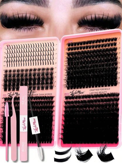 1360PCS/680PCS DD Curl Lash Clusters Kit With Ultra-Dense, Waterproof, Long-Lasting Lashes, Velure, Fairy, Flora, Muse Styles, 50D/80D/100D/120D, Hybrid Volume Look, Beginner-Friendly,Includes Lash Gl